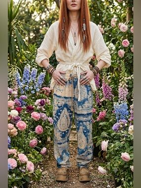 R13 Cropped Paisley Pants